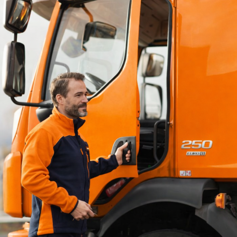 Orange post office truck